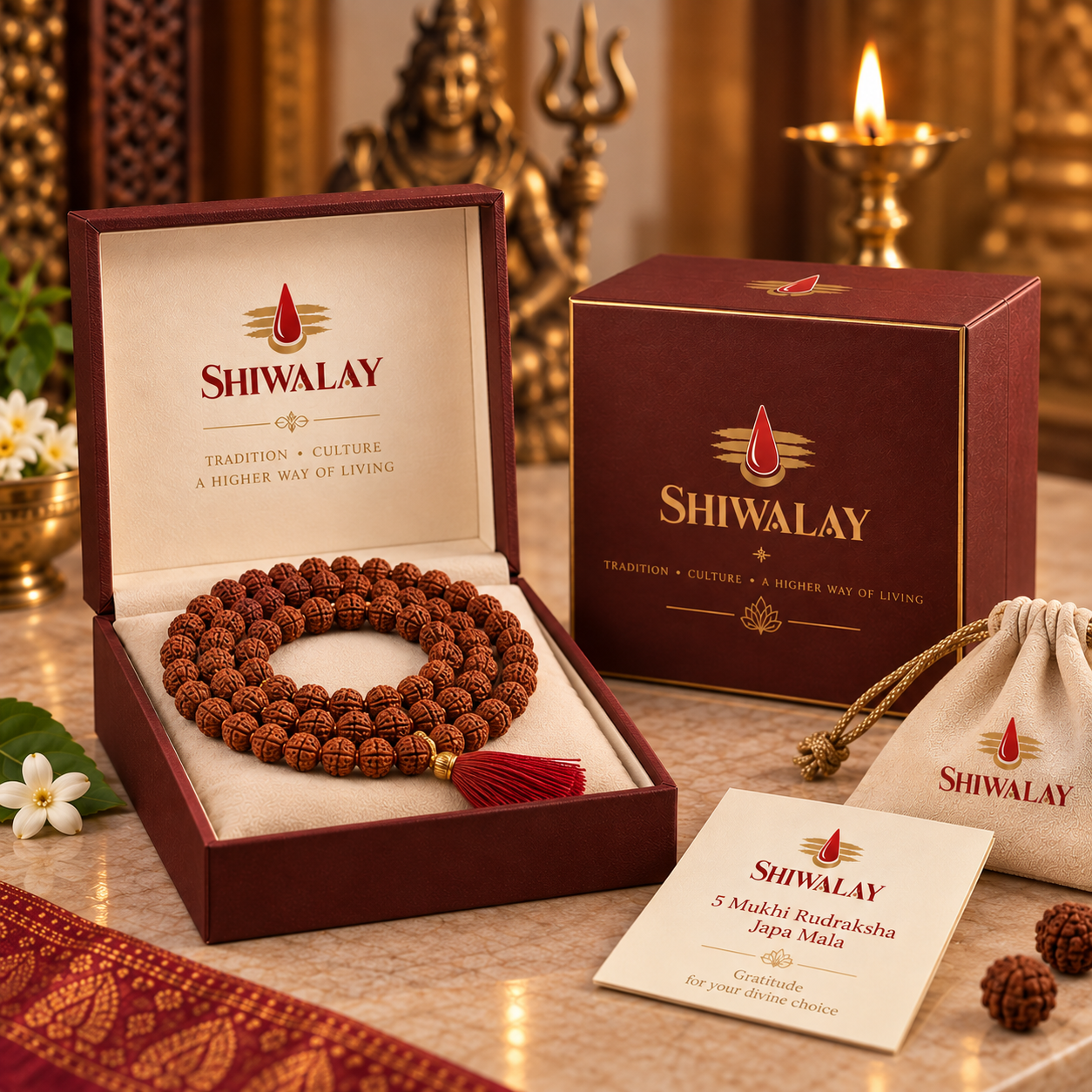 5 Mukhi Rudraksha Japa Mala