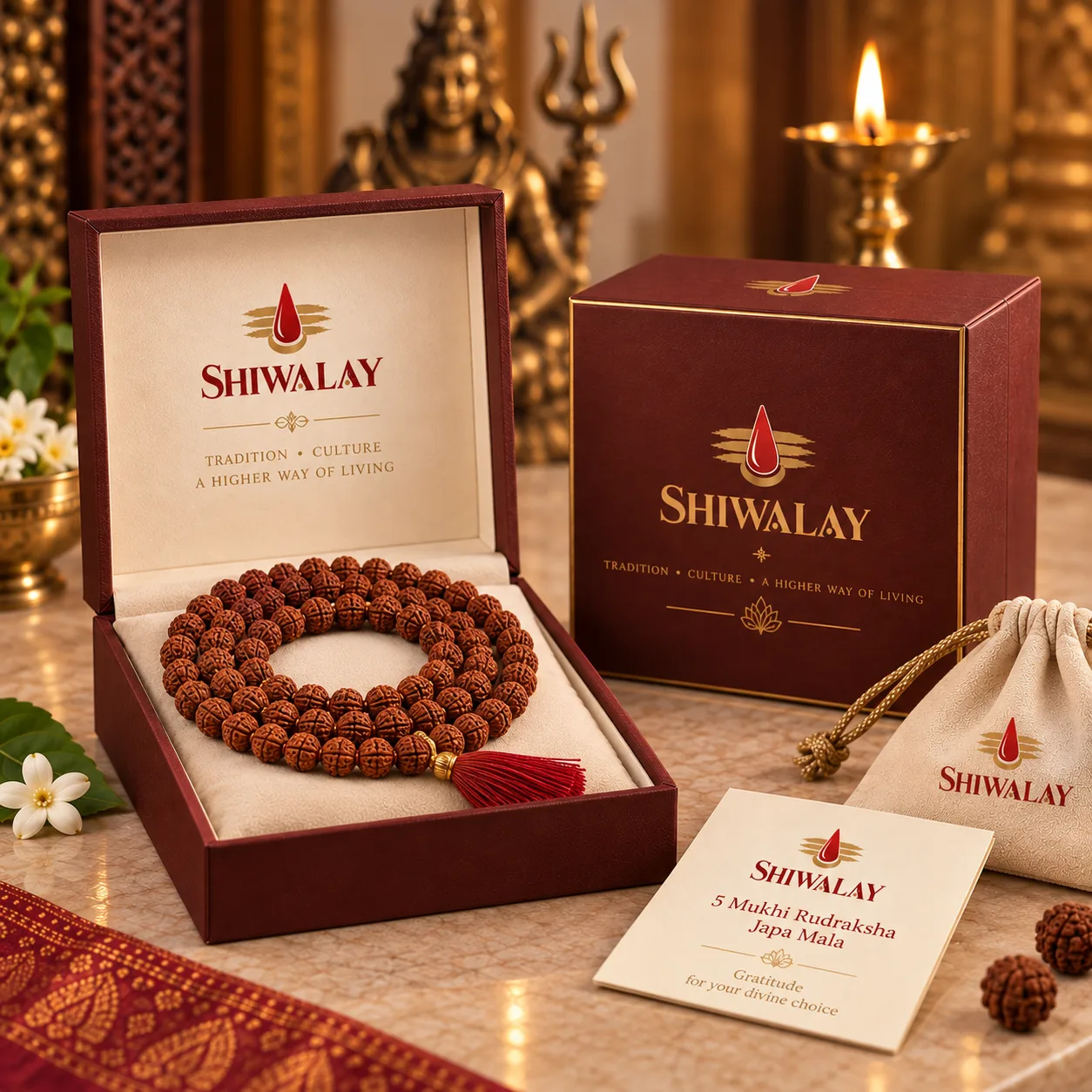 5 Mukhi Rudraksha Japa Mala