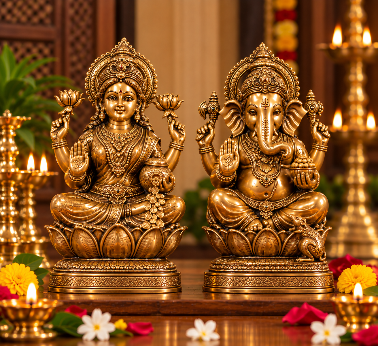 Panchdhatu Lakshmi–Ganesh Pair